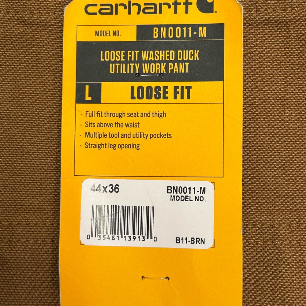 Carhartt Men's Loose Fit Washed Duck Utility Cargo Work Pants 44x36 NWT BN0011-M - Picture 2 of 11